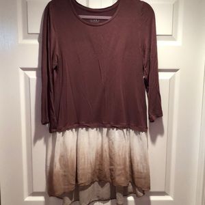 Logo ombré Hi-low 3/4 sleeve top Maple medium